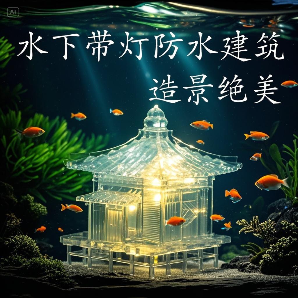 水晶草屋中式古建筑模型造景摆件假山吸水石水陆缸微景观盆景