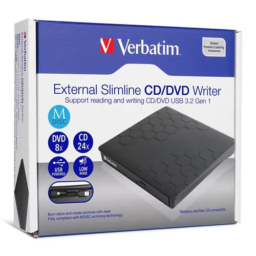 Verbatim威宝外置刻录机66806光驱USB3.2/TypeC刻录机支持M-DISC