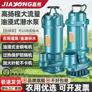 潜水泵3寸4寸大流量纯铜清水泵220V380V农用灌溉家用高扬程抽水机