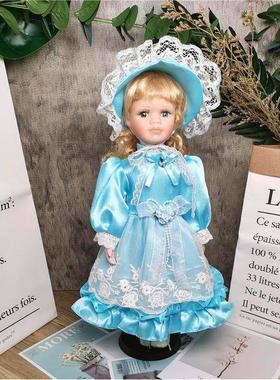 2021新款41CM田园欧式出口陶瓷娃娃卧室客厅个性摆件生日节日礼品