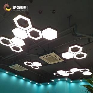六角形吊灯Led形状灯蜂窝蜂窝异形灯健身房工业风格菱形六角形灯