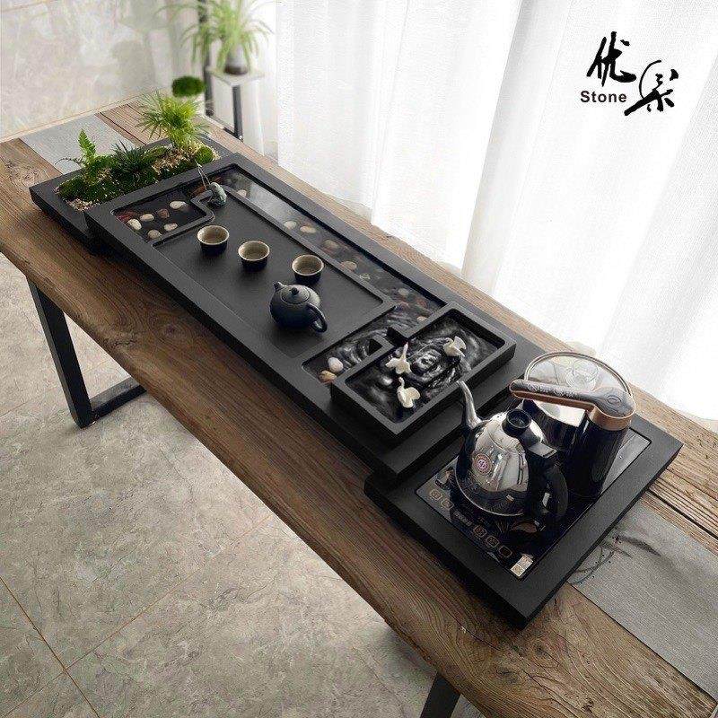 天然黑金石茶盘创意流水鱼茶桌沸水茶海石家用整套茶具排水托盘,餐饮具,茶盘,淘宝优惠券,粉丝福利购,淘宝优惠卷
