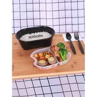 双层内衬盖浇米饭外卖一次性餐盒咖喱饭打包盒1000ml长方形可降解