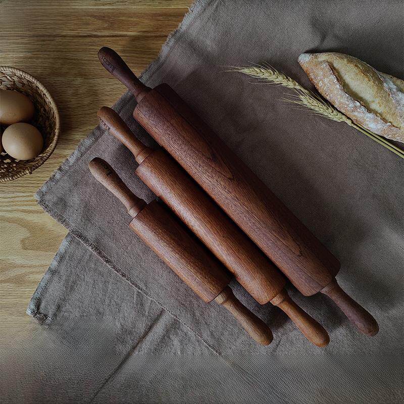 卢卡斯滚轴擀面杖走锤乌檀木厨房饼干面包实木无漆无蜡烘焙用工具