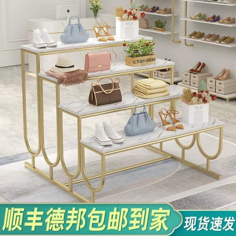 服装店中岛展示架阶梯式流水台展示台陈列道具中间高低鞋包店鞋架