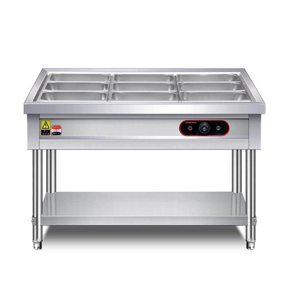 快餐保温台商用不锈钢电加热台式多格保温售菜台售饭台保温快餐车