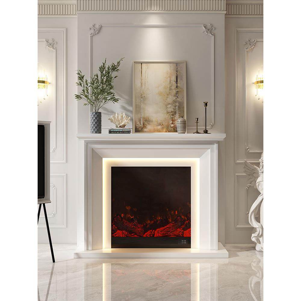 新型网红电子模拟火焰加热壁炉装饰柜法式覆古白色电壁炉带灯管