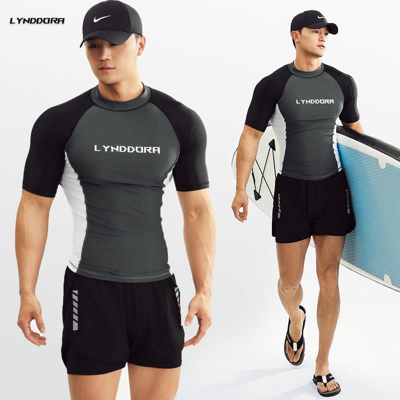 男士泳衣套装速干冲浪浮潜水服防晒水母衣男款泳裤大尺码游泳衣上