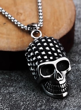 狂饰风潮牌骷髅头吊坠项链男小众个性钛钢高街嘻哈男饰品挂件配饰