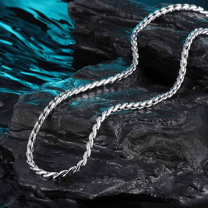 钛钢项链男士粗扭鳞龙骨链子潮男高质感霸气时尚简约ins个性百搭