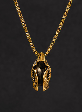 钛钢项链 项链男士斗篷风衣霸气吊坠复古挂坠朋克风送男女友礼物