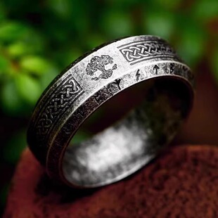 生命之树戒指男潮复古个性时尚维京指环简约原创设计手工铸造戒指