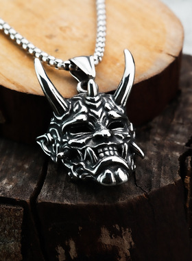 金角银角般若项链鬼怪面具鬼武士项链恶魔恐怖帅气面具霸气项链男