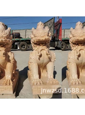 家用动物石雕工艺品  小型石麒麟摆件价格