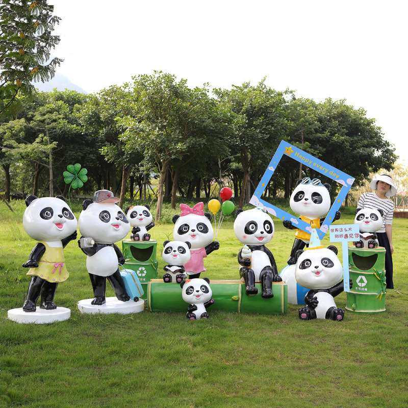 户外卡通动物玻璃钢雕塑熊猫休闲座椅公园幼儿园美陈长凳树脂摆件,家居饰品,户外/庭院摆件,淘宝优惠券,粉丝福利购,淘宝优惠卷