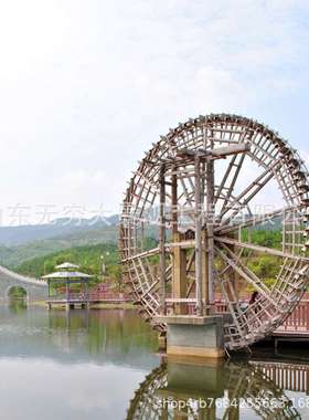 厂家制作木艺大水车 户外脚踩防腐木碳化木龙骨木质景观水车摆件