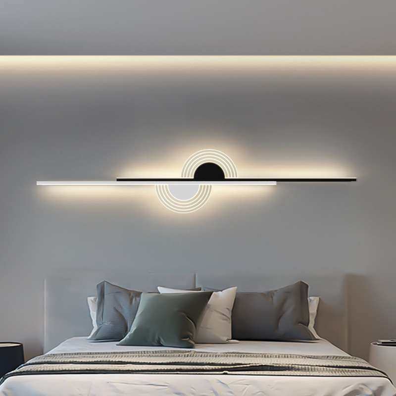 长条壁灯上下发光创意客厅沙发背景墙灯极简线形原木床头灯阅读灯