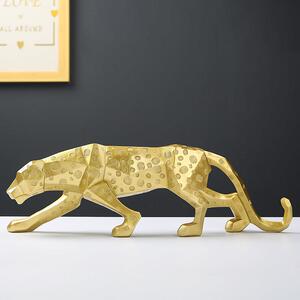 几何金钱豹车载摆件北欧创意轻奢动物家居客厅办公桌室面树脂礼品