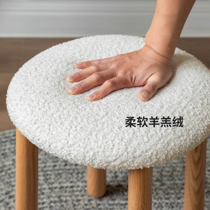 实木梳妆凳北欧梳妆台凳家用橡木化妆凳简约卧室软包宿舍化妆凳子