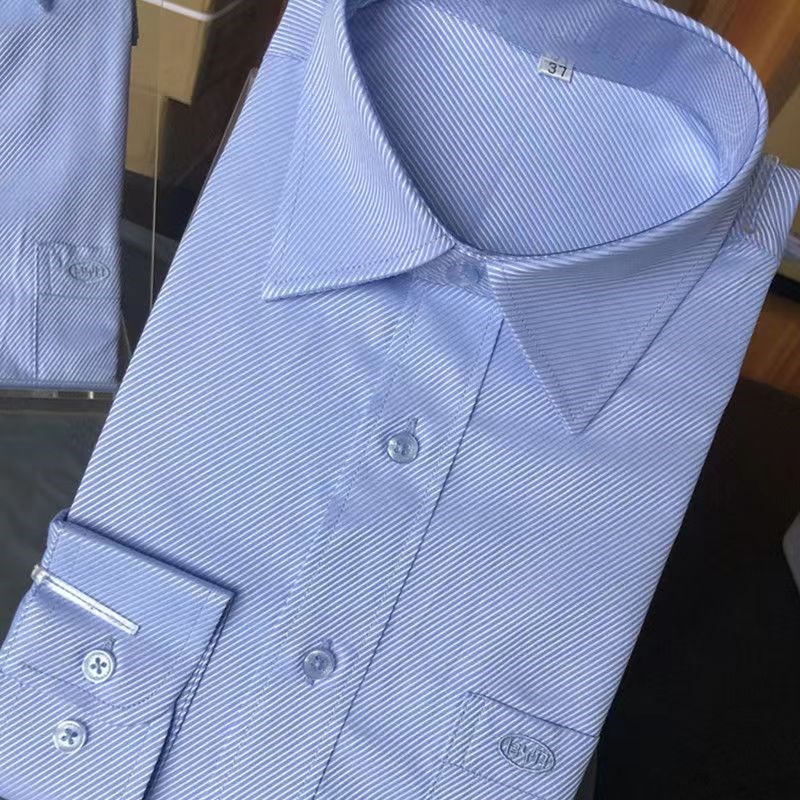 比亚迪工厂衬衫浅蓝色工作服男士女士管理人员短袖长袖原厂货源