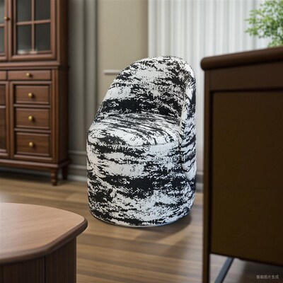 设计师中古风梳妆凳卧室椅子梳妆台美甲椅家用网红虎山纹水墨凳子