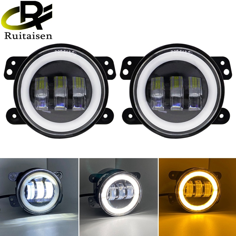 热销通用汽车4寸LED改装汽车灯适用吉普牧马人Jeep JK TJ雾灯
