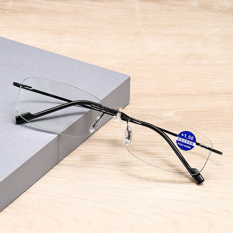切边无框老花镜男中老年防蓝光老花眼镜方便携带超弹轻便花镜