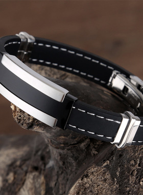 30年老厂五金饰品双夹片手链男手镯蝴蝶扣电镀黑壳不锈钢车线手环