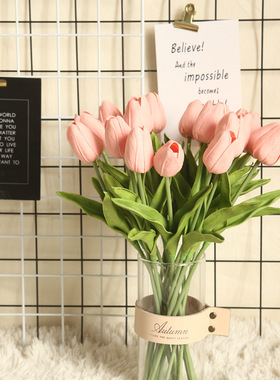 PU迷你郁金香货源外贸家居仿真花假花婚庆MW08081