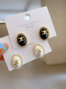 设计感轻奢纽扣设计亚克力复古耳饰耳环925银针网红饰品 89223