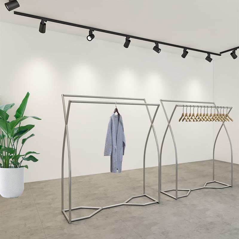 热卖服装展示架双排双杆简约中岛陈列架落地式女童装店挂衣服货架