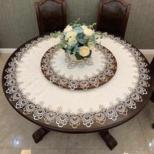 圆形蕾丝家用餐桌双层转桌台布转盘垫茶几桌布桌垫 圆桌布布艺中式