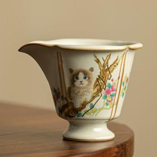 猫咪汝窑主人杯开片可养功夫茶杯陶瓷个人品茗杯汝瓷茶具单杯茶盏