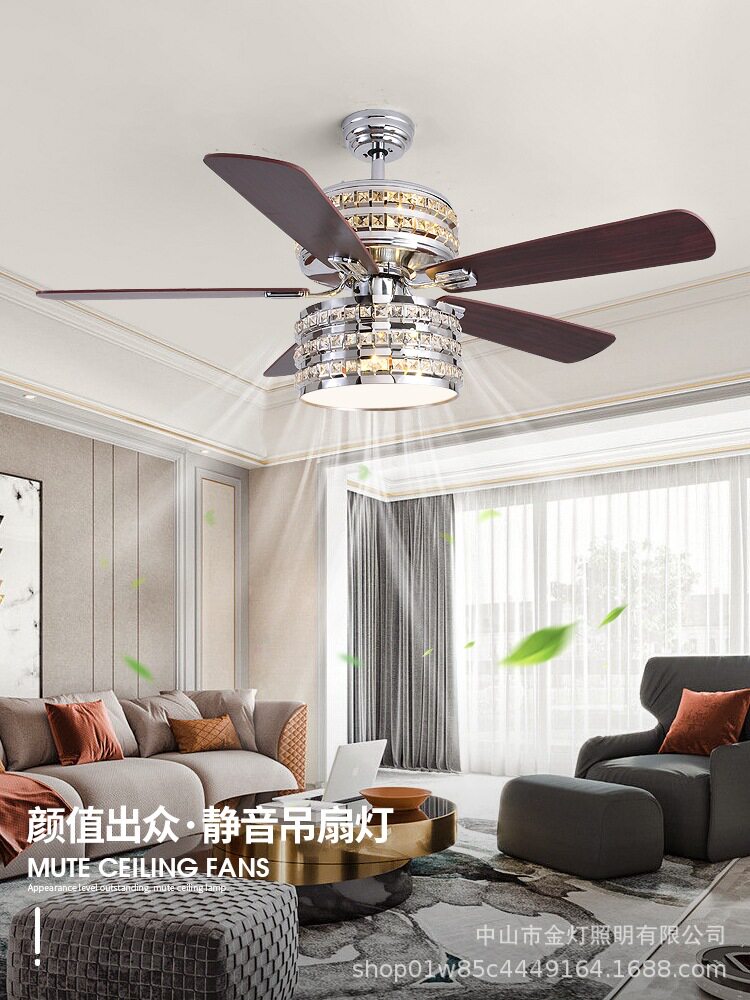 风扇灯 吊灯风扇52寸工业铁艺木艺吊扇灯 家用餐厅客厅大厅电扇灯