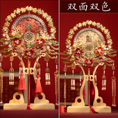 双面婚扇diy材料包重工刺绣新娘团扇中式 婚礼秀禾服轻高级感喜扇