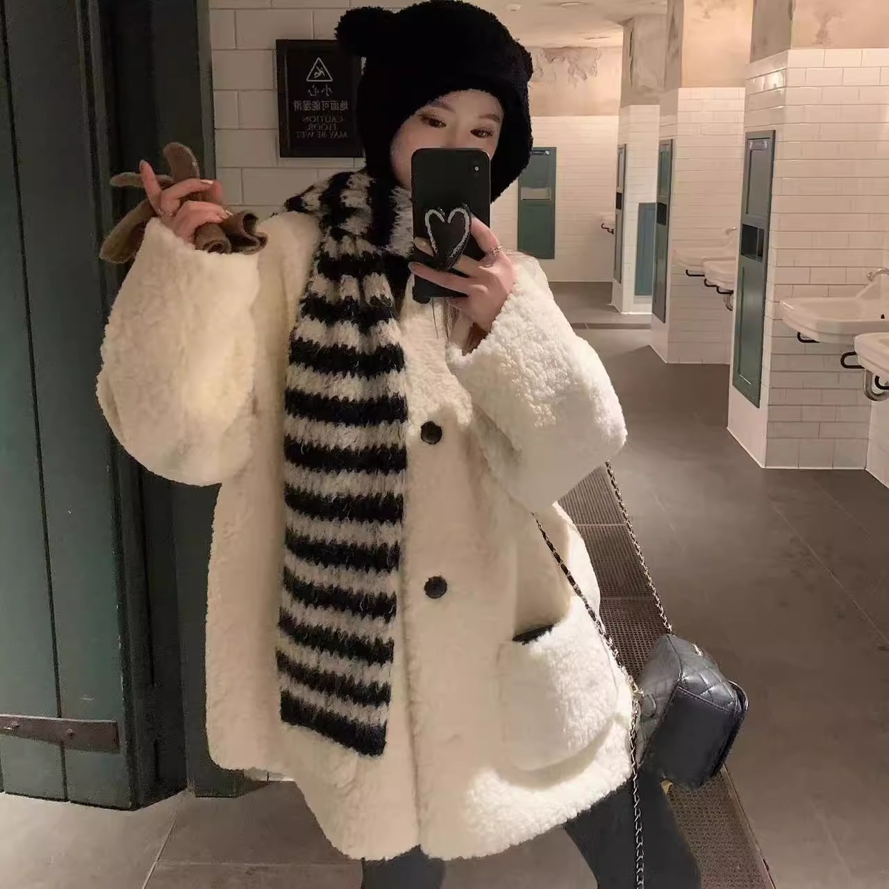 韩系气质小香风毛毛外套女减龄羊羔毛中长款百搭好看皮草上衣女装