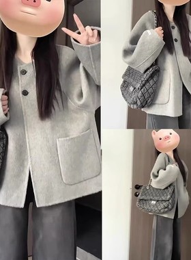 灰色短款毛呢子外套女春秋冬2024年新款高级感小个子香风初秋大衣