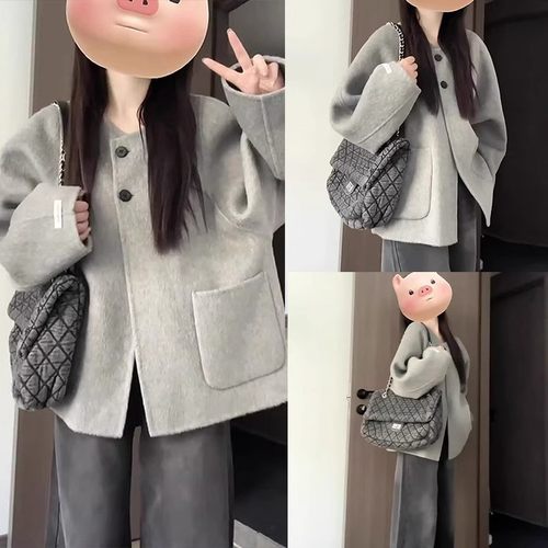 灰色短款毛呢子外套女春秋冬2024年新款高级感小个子香风初秋大衣