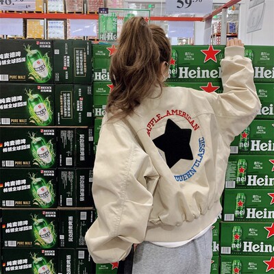 后背刺绣棒球服外套女春秋2025新款小个子减龄超火爆款夹克上衣