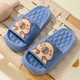 儿童拖鞋卡通卡皮巴拉男女宝宝居家外传浴室洗澡防滑软底包头凉拖