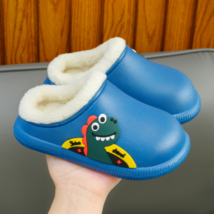 【防滑软底】儿童防水棉拖鞋加绒保暖居家外穿男童女宝宝恐龙棉鞋