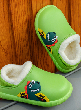 【防水包跟】儿童棉拖鞋加绒保暖居家外穿男童女宝宝网红恐龙棉鞋