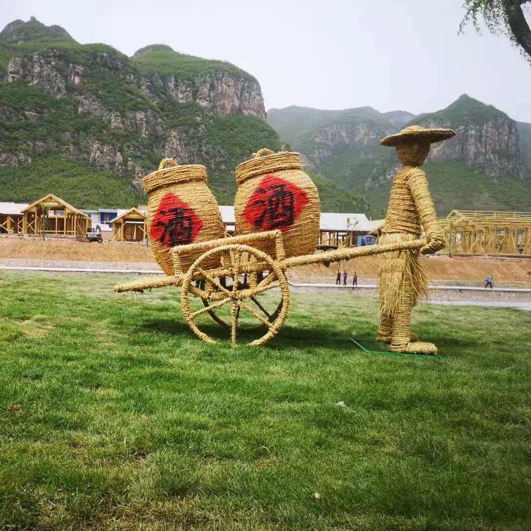稻草工艺品绿雕仿真草动物园林摆件景观大型草雕植物绿雕手工