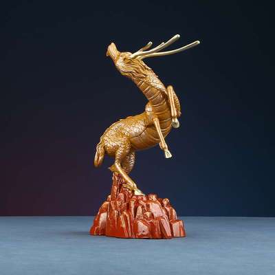 铜欣祥彩铜祥麟腾跃家居办公室麒麟摆件瑞兽工艺品装饰礼品