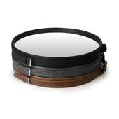 酒店LED皮革装 饰镜子 洗手间挂镜圆形挂墙镜浴室镜化妆镜pu皮