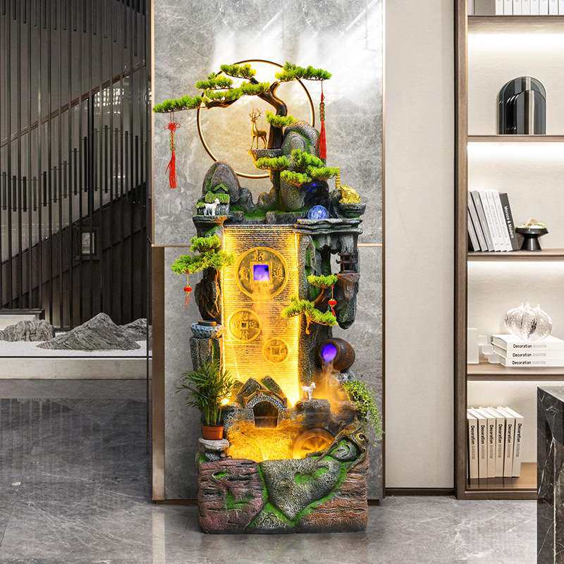中式假山流水喷泉摆件客厅招财风水轮循环水生财加湿器高山水景观,家居饰品,流水摆件,淘宝优惠券,粉丝福利购,淘宝优惠卷