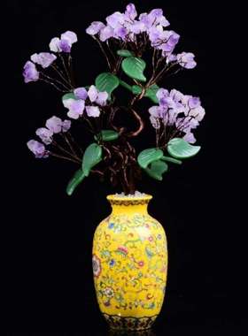 迎客松紫水晶树家居工艺品摆件时尚商务礼品摆件办公装饰紫水晶树