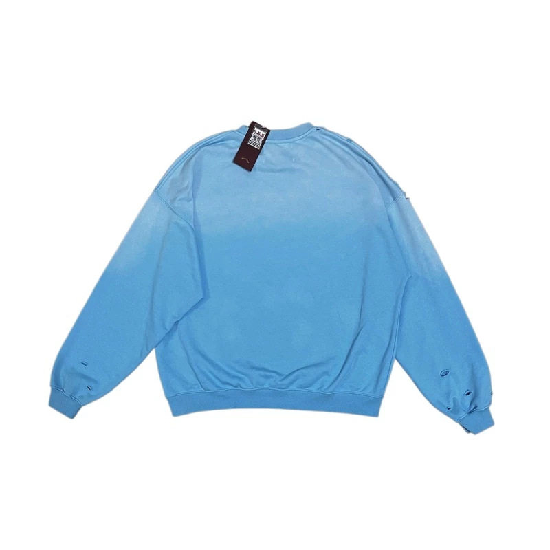 Paly Hollywood Still Life Crewneck天蓝色重度做旧水洗毛圈卫衣