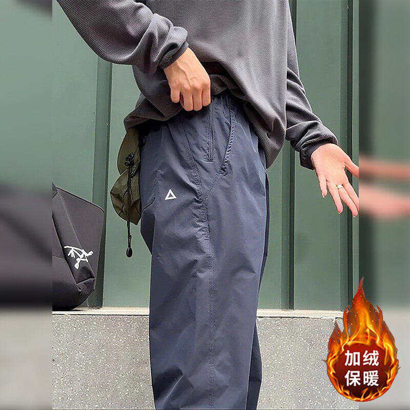 秋冬款机能工装休闲裤男女同款潮流软壳登山裤户外百搭长裤子加绒