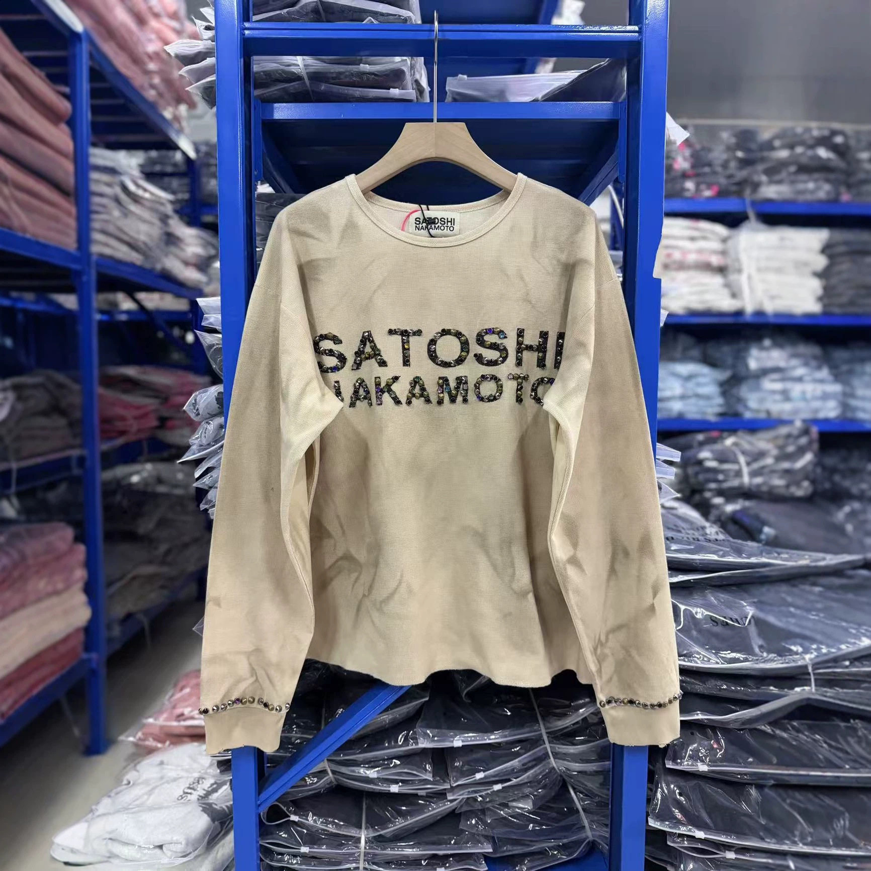 Satoshi Nakamoto 27SS 水洗钉珠华夫格长袖T恤